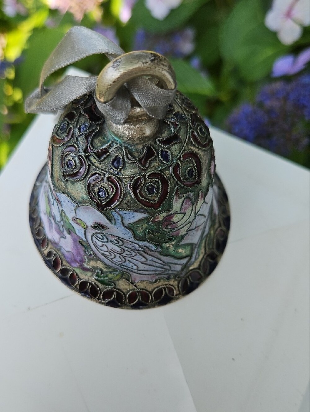 VTG Cloisonné Lovebird/Wedding Bell - Picture 4 of 6